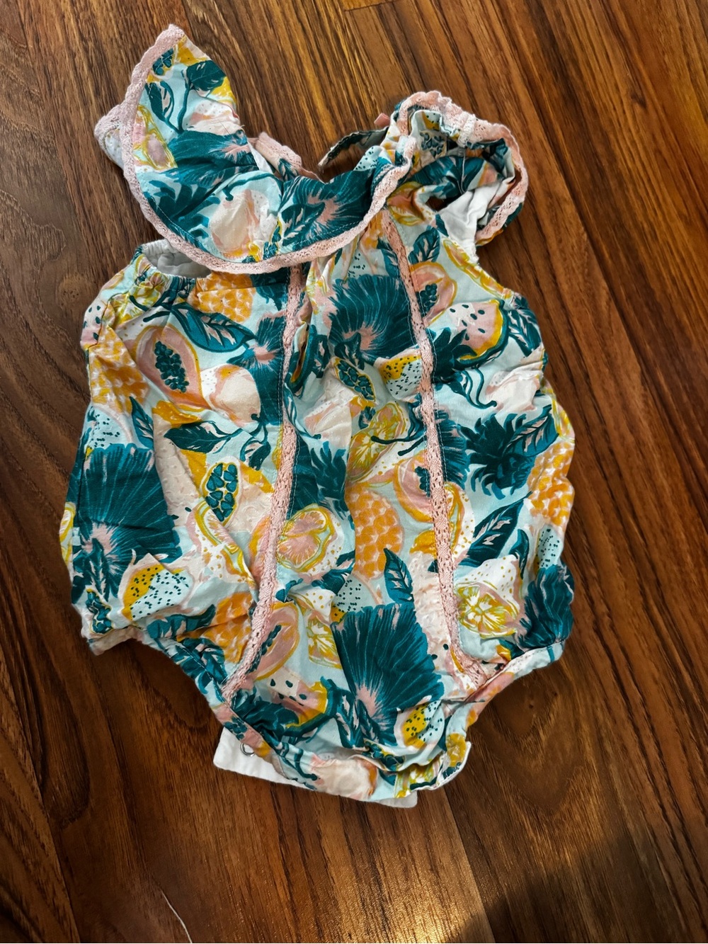 Tommy Bahama Teal, Yellow & Pink Tropical Baby Romper